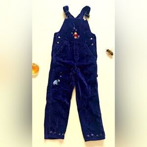VTG 90s Disney Winnie Pooh Purple Velvet Overalls sz 7/8 Snowflake Velveteen